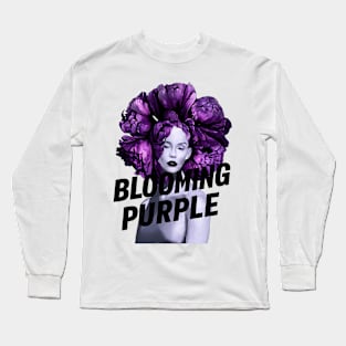 Blooming Purple Flower Head Woman Power Long Sleeve T-Shirt